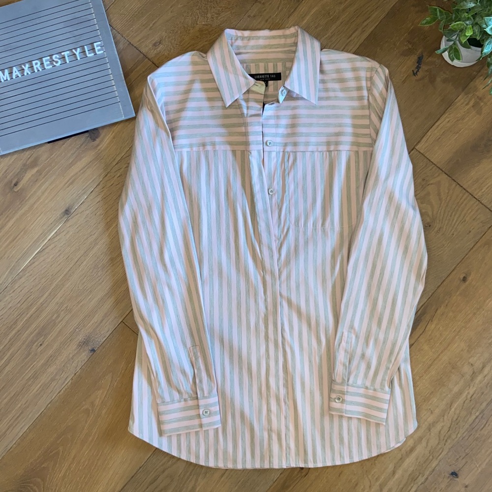 Lafayette 148 NWT Brody Femme striped button down